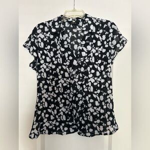 Black and White Ruffle Blouse